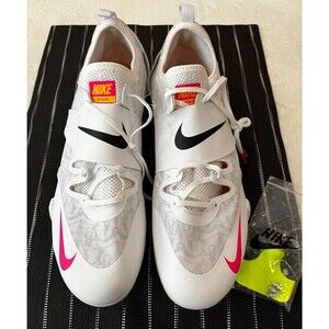 Nike NEW Pole Vault Elite Track Field White Pink Spike Mens Size 15 AA1204-101